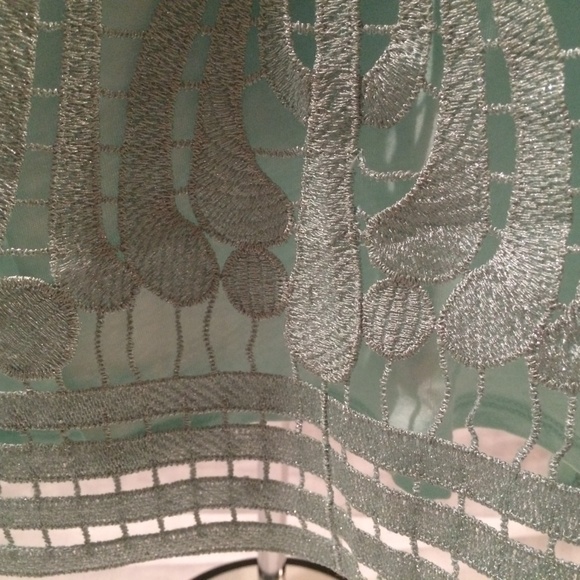 Tanktop Blouse Mint Green Fancy Lacework Sz SP - Picture 3 of 4